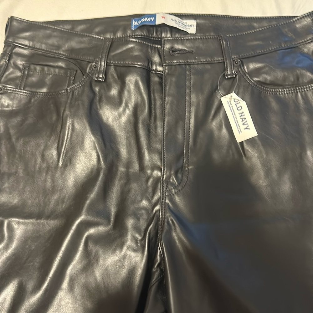 Straight leg faux leather pants